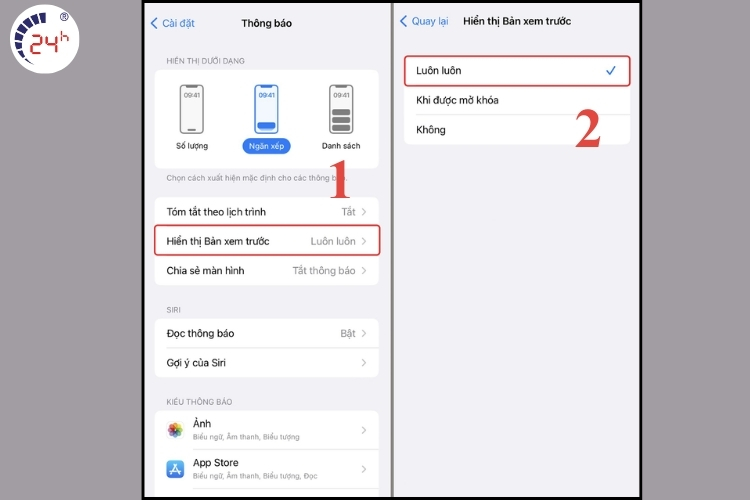 Cách hiển thị trên màn hình khóa iPhone bước 2