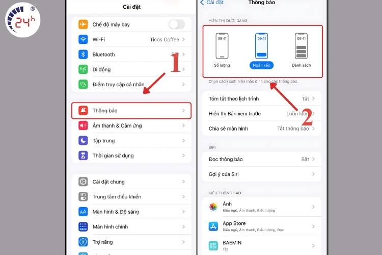Hướng dẫn thay đổi kiểu thông báo trên màn hình khóa iPhone