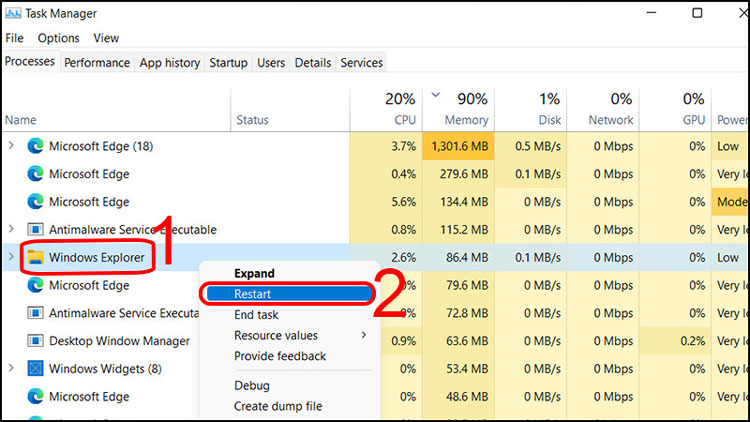 thanh taskbar win 10 bị đơ
