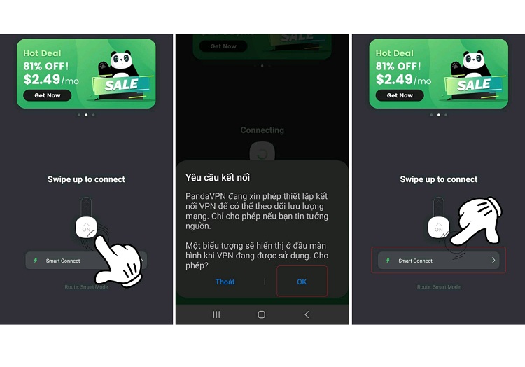 Bước tải ứng dụng Panda VPN về máy và chọn IP quốc gia