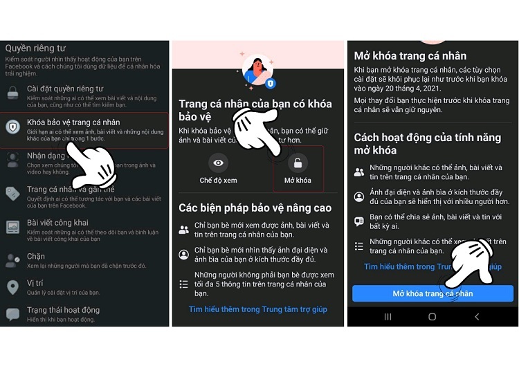 Cách mở khóa lại trang cá nhân