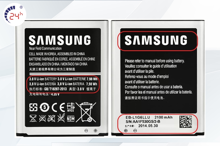 phân biệt pin Samsung thật giả qua hình thức bên ngoài