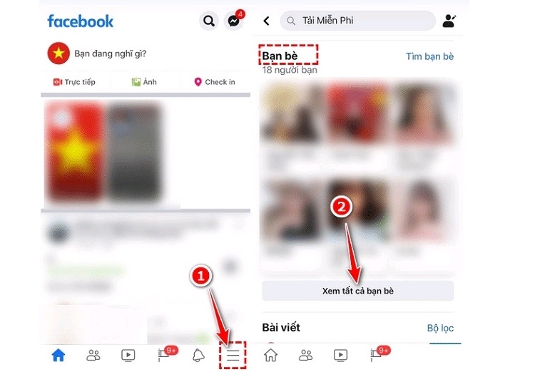 Bước đi đến trang cá nhân và bấm vào mục Xem tất cả bạn bè