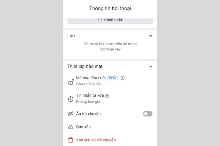 Chọn vào Mã hoá đầu cuối