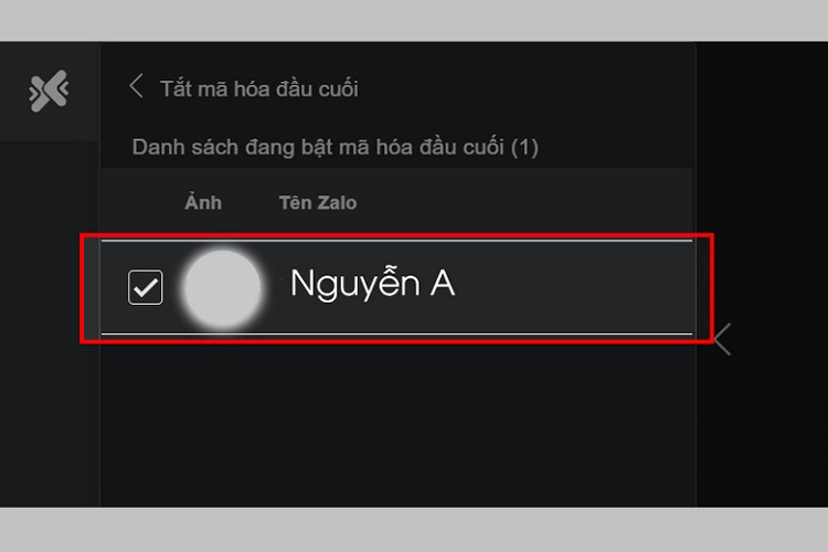 Chọn vào cuộc trò chuyện mà bạn đang có nhu cầu tắt mã hoá đầu cuối Zalo