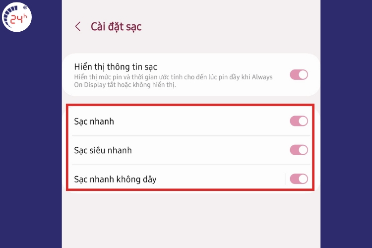 mẹo sạc pin nhanh cho samsung