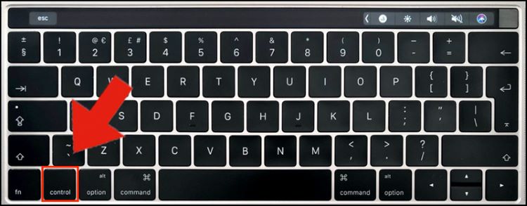 Nhấn phím Control khi bấm chuột Macbook