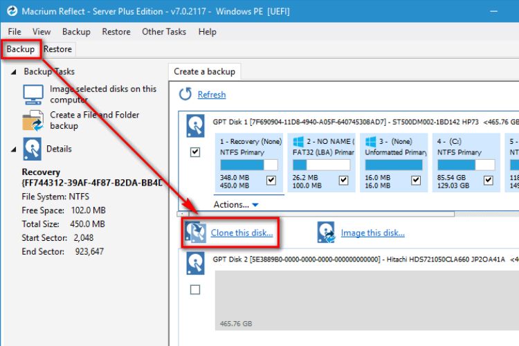 chọn ổ cứng SSD/HDD mới để chuyển hệ điều hành Windows từ ổ cũ sang đó.