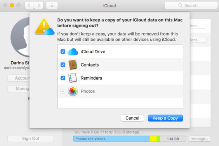 Thoát tài khoản iCloud khỏi MacBook
