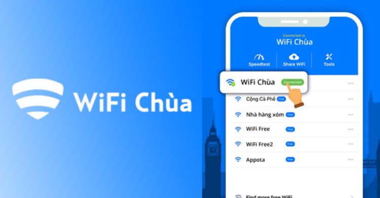 Dùng ứng dụng Wifi Chùa