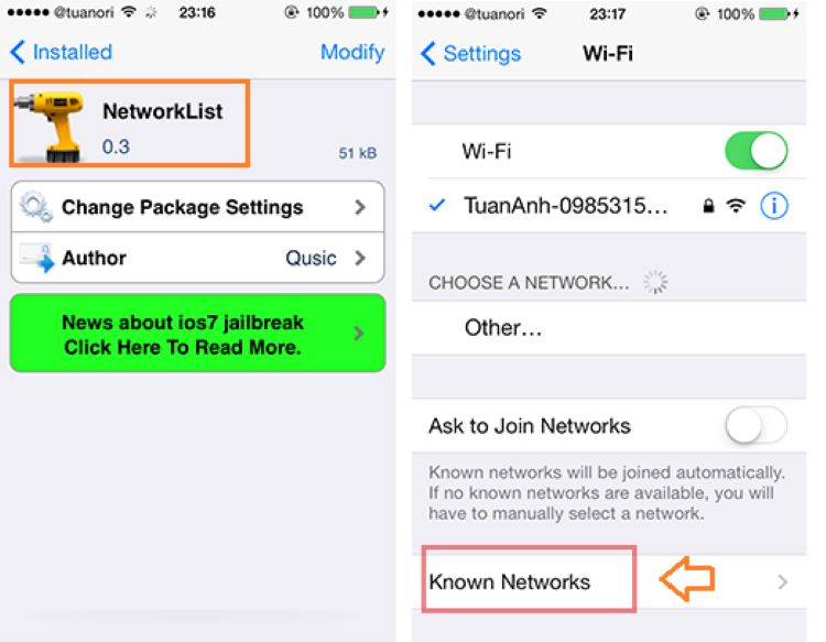 Dùng phần mền NetworkList