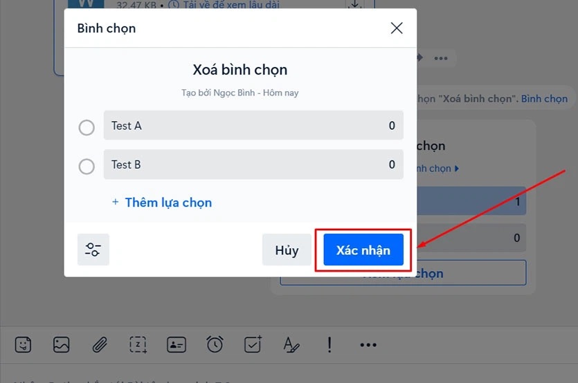 Nhấn vào bình chọn trước đó để loại bỏ dấu tick màu xanh