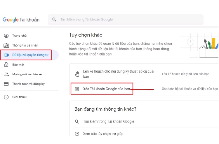 Những thao tác đầu tiền cần làm để xóa tài khoản Google trên máy tính