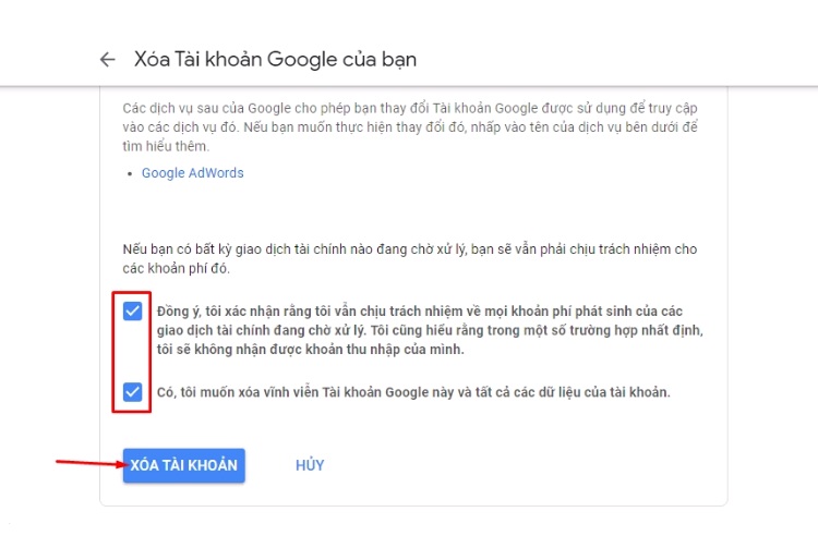 Bước xác nhận chắc chắn rằng bạn muốn xóa tài khoản trên máy tính