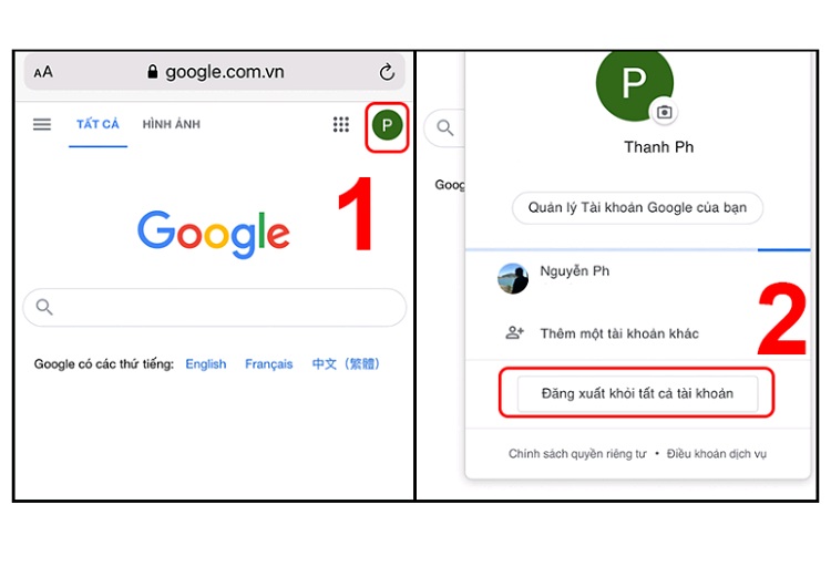 Cách xóa tài khoản Google trên điện thoại iPhone qua trình duyệt Safari