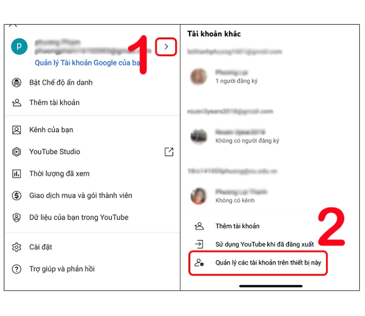 Lựa chọn mục Quản lý tài khoản Google của bạn