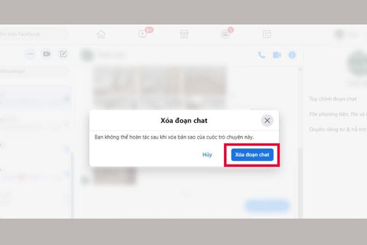 Nhấn vào Xoá để xác nhận
