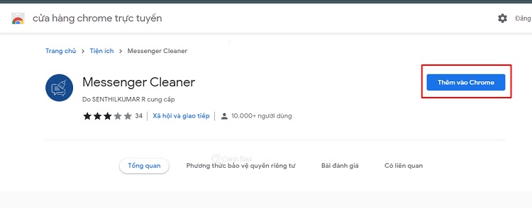Tải tiện ích Messenger Cleaner về trình duyệt Chorme