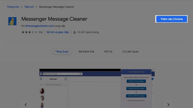Tải extension Messenger Message Cleaner