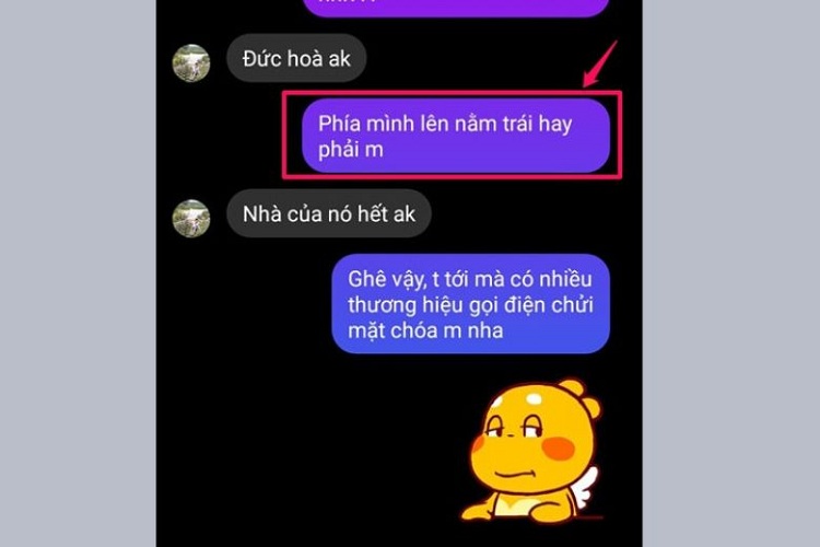 Chọn và nhấn giữ vào dòng tin nhắn cần xoá