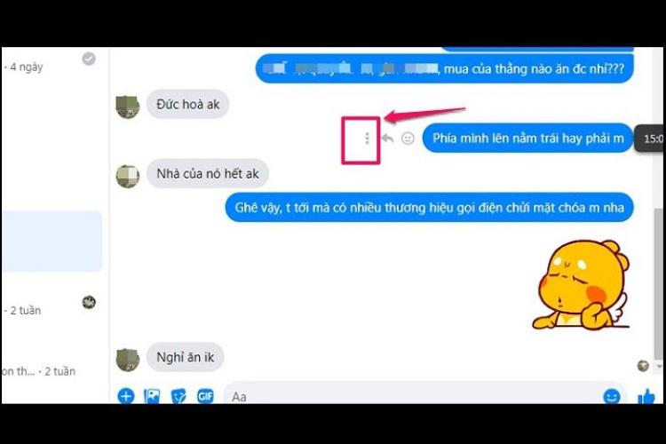 Di chuyển con trỏ chuột đến dòng muốn xoá