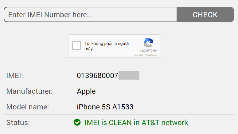 Kết quả kiểm tra nhà mạng iPhone Lock Mỹ