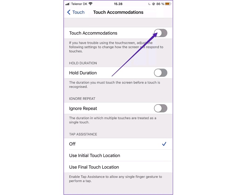 Bước bật chế độ thích nghi cảm ứng trên iPhone