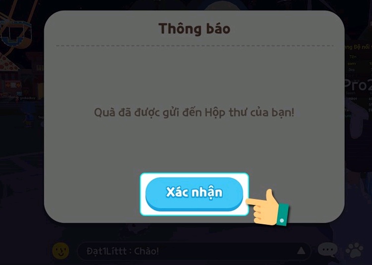 Thao tác nhấn Xác nhận sau khi nhập code