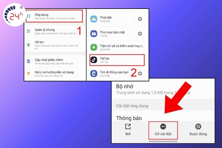 Xóa dữ liệu và ứng dụng không liên quan