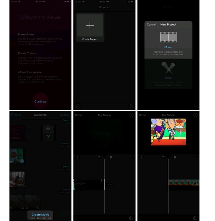 Chọn Create Movie từ mục Movie