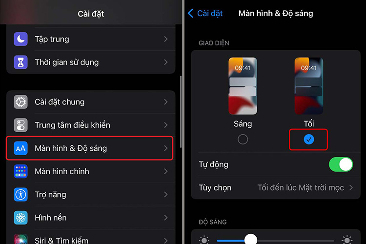 Bật chế độ tối (Dark Mode)
