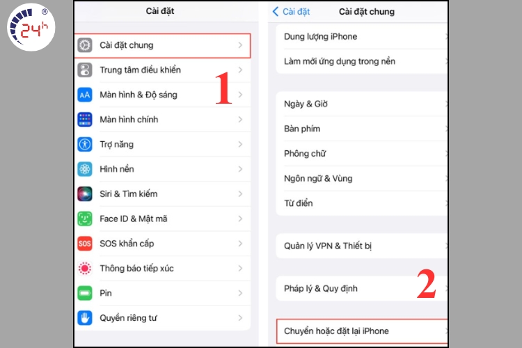 Đặt lại cài đặt trên iPhone bước 1