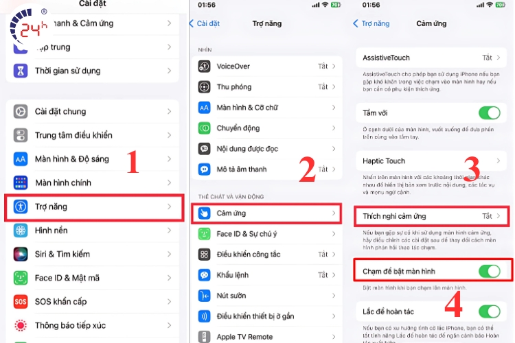 Điều chỉnh cài đặt cảm ứng