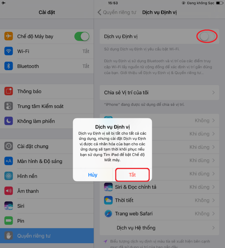 Tắt định vị để giảm tình trạng hao pin và bắt Wi-Fi tốt hơn