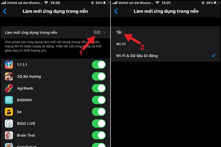 tắt kích hoạt ứng dụng chạy ngầm