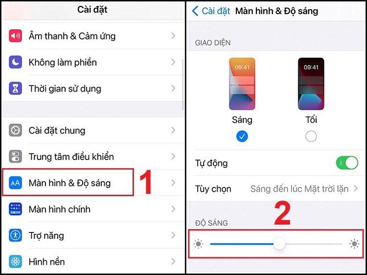 Điều chỉnh độ sáng màn hình để tránh tình trạng máy nhanh hết pin 