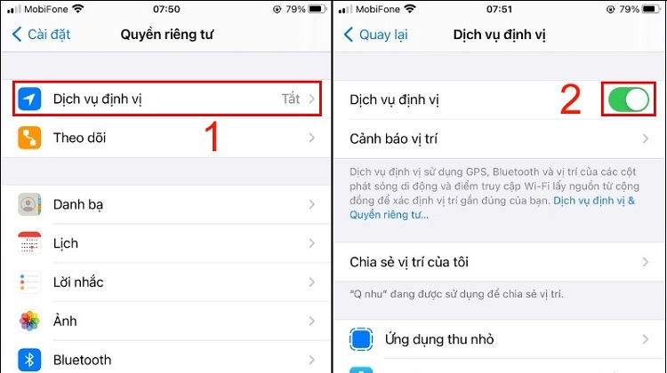 Tắt dịch vụ định vị để tiết kiệm pin