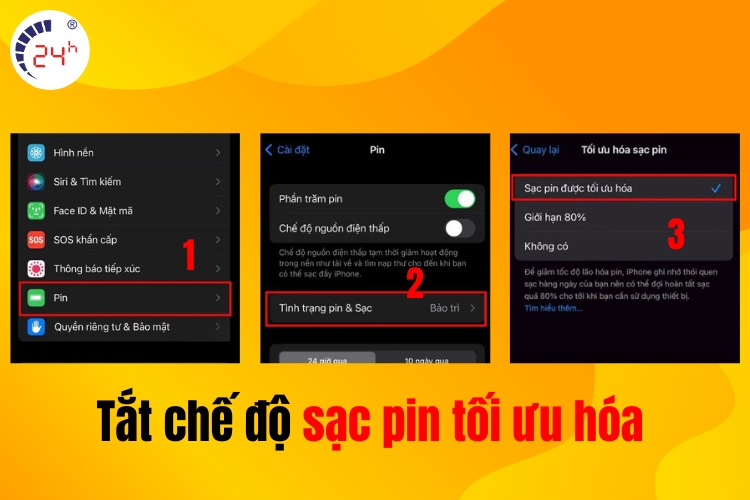 Tắt chế độ sạc pin tối ưu hóa