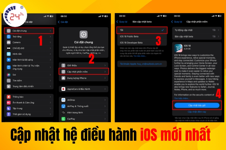 Cập nhật hệ điều hành iOS mới nhất