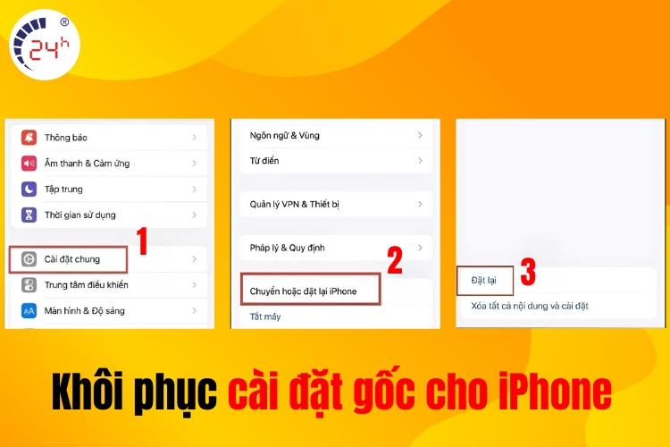Khôi phục cài đặt gốc cho iPhone