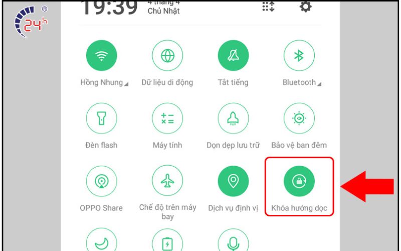 Bật chế độ xoay từ lối tắt 