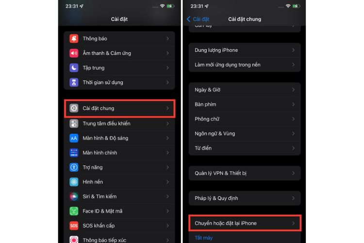 Đặt lại tất cả trên iPhone