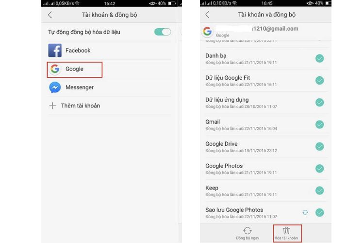 Bước 1 và 2 trong phương pháp cài đăt lại tai khoản CH Play