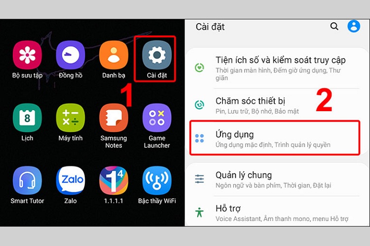 Vào mục Cài đặt trên thiết bị chạy hệ điều hành Android 