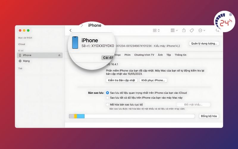 sử dụng iTunes kiểm tra số Serial iPhone 