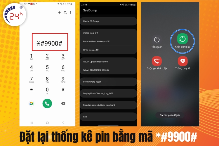Đặt lại thống kê pin bằng mã *#9900#