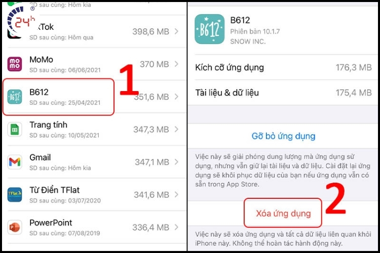 Xóa ứng dụng không cần thiết 