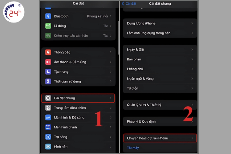 Khôi phục lại cài đặt gốc trên iPhone bước 1