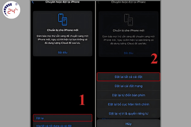Khôi phục lại cài đặt gốc trên iPhone 