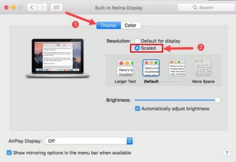 Màn hình MacBook bị nhiễu: Nguyên nhân và cách khắc phục Cài đặt lại độ phân giải màn hình